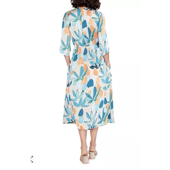 NIC+ZOE Floral Crepe Maxi Dress Size XL Women’s Caftan Pockets Travel $218 Boxy - Picture 2 of 11